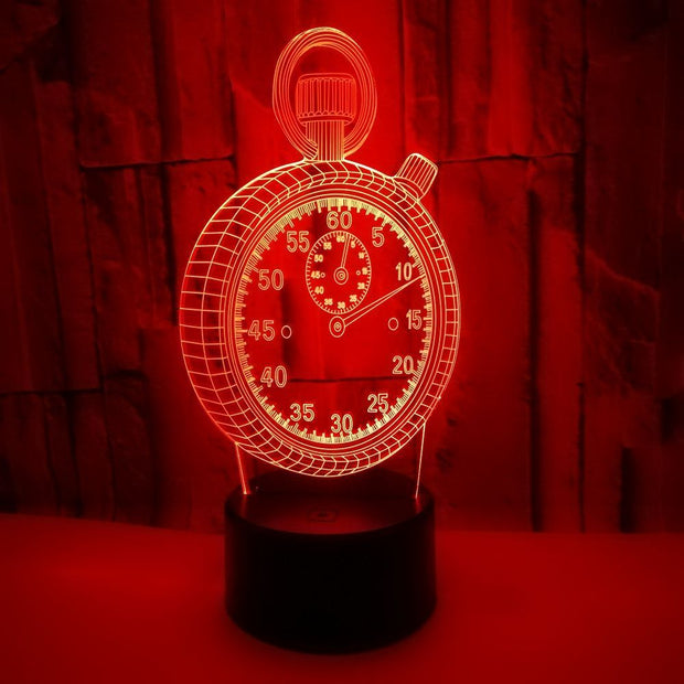 New Clock 3D Small Night Light Touch Switch