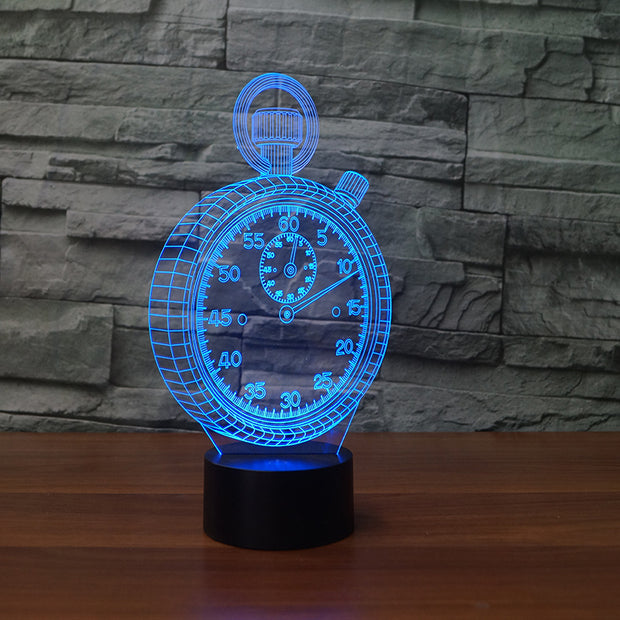 New Clock 3D Small Night Light Touch Switch