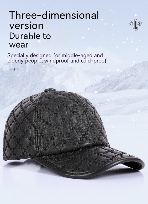 Full-grain Sheepskin Korean Style Small Plaid Hat Men